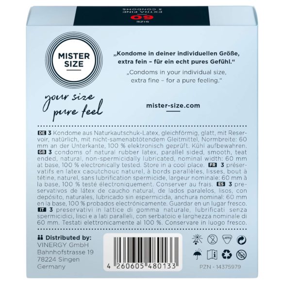 Mister Size tynn kondom - 60mm (3 stk)