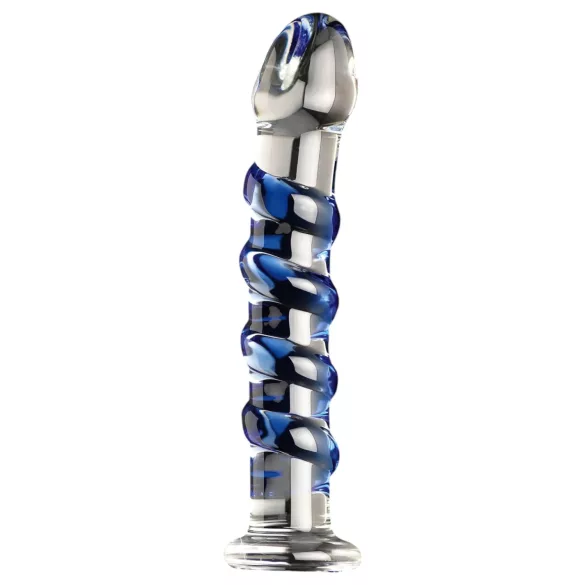 Icicles No. 5 - spiral glassdildo (gjennomsiktig-blå)