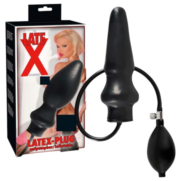 LATEX - oppblåsbar stor anal plugg (svart)
