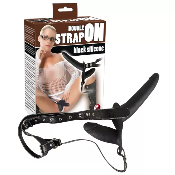You2Toys - påsettbar, silikon dildo-duo (svart)