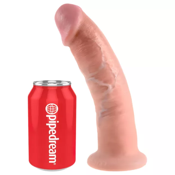 King Cock 9 - naturtro dildo med sugekopp (23 cm) - naturfarge
