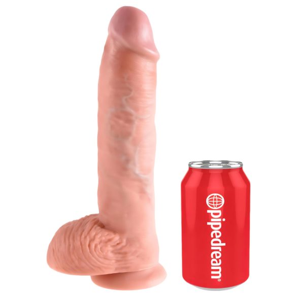 King Cock 10 med baller stor dildo (25 cm) - naturlig