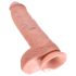 King Cock 10 med baller stor dildo (25 cm) - naturlig