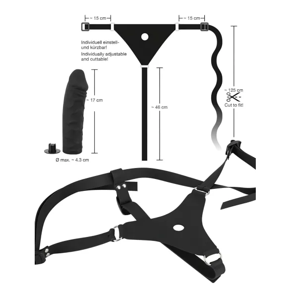 You2Toys - Silikon Strap-On - festbar dildo (svart)