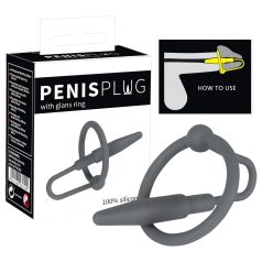Penisplugg – silikonring med konisk dilator (grå)
