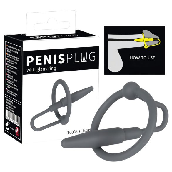 Penisplugg – silikonring med konisk dilator (grå)