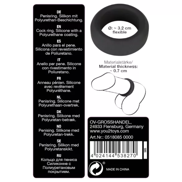 Black Velvet - tykk vegger penisring (3,2cm) - svart