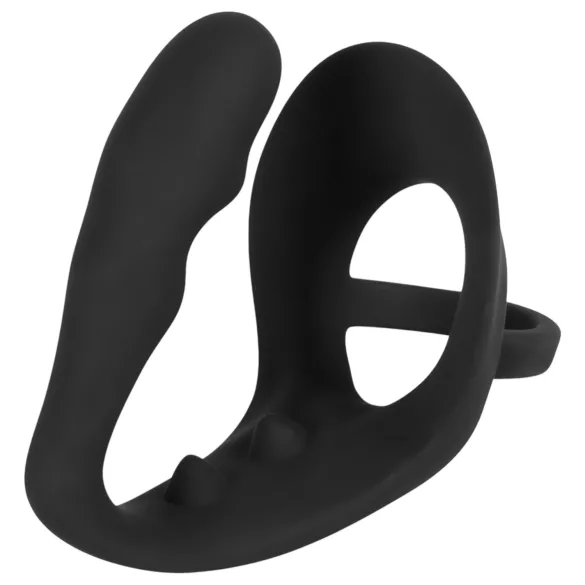Svart Fløyel - penis- & ballering analdildo (sort)