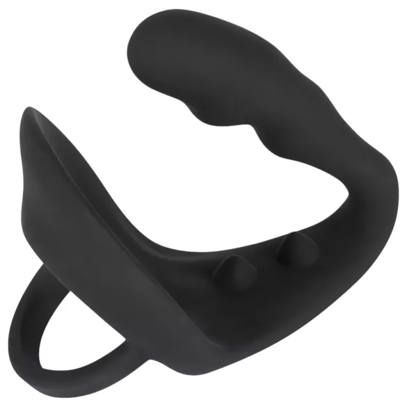 Svart Fløyel - penis- & ballering analdildo (sort)