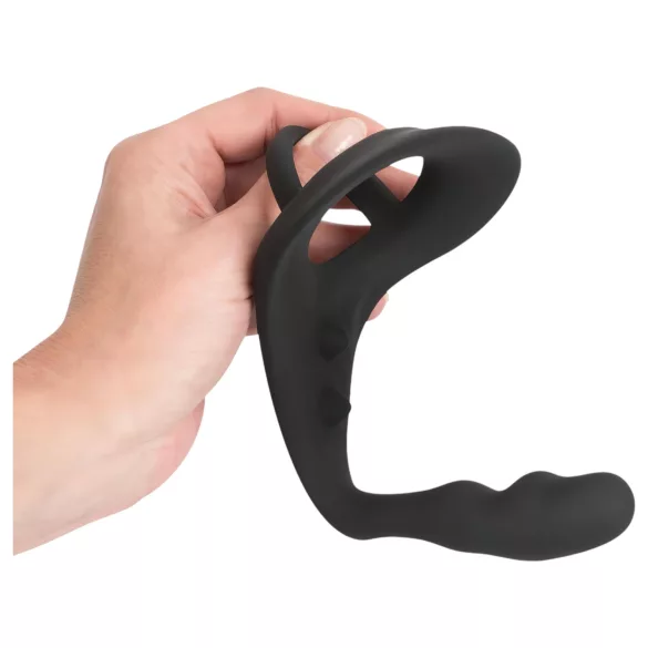 Svart Fløyel - penis- & ballering analdildo (sort)
