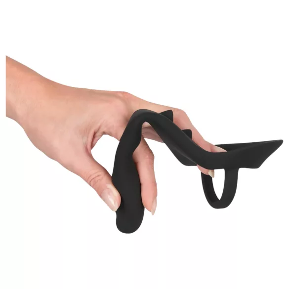 Svart Fløyel - penis- & ballering analdildo (sort)