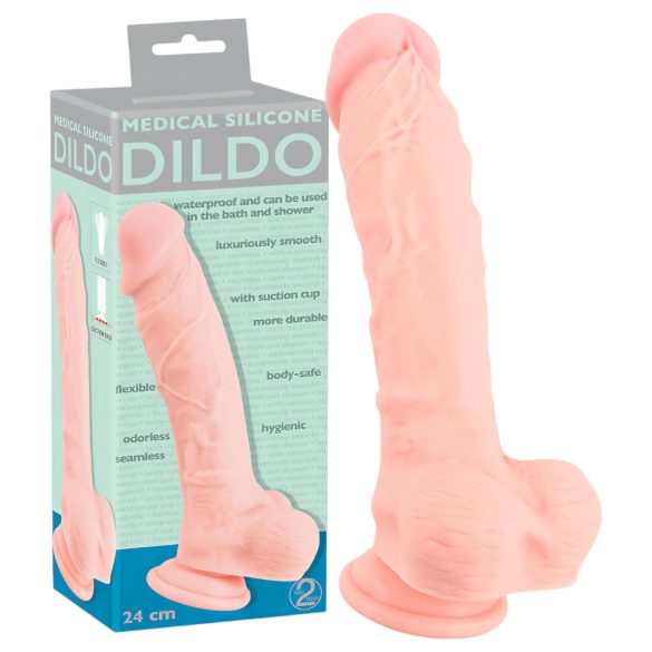 Medisinsk silikon dildo (24cm) - naturlig