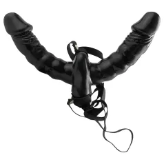 Pipedream - Dobbel strap-on-vibrator (svart) - Fetish