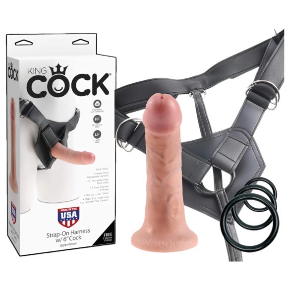 King Cock Strap-On 6 - påsettbar dildo - naturlig
