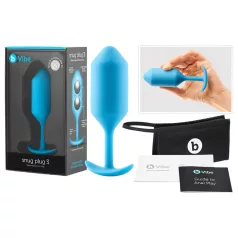 b-Vibe Snug Plug 3 - dobbel kulebuttplugg (180 g, blå)