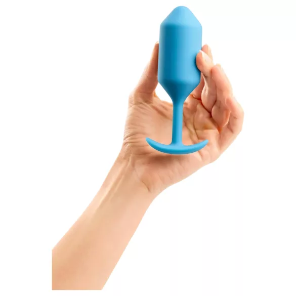 b-Vibe Snug Plug 3 - dobbel kulebuttplugg (180 g, blå)