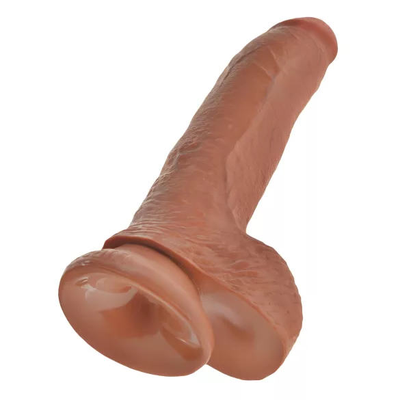 King Cock 9 med baller dildo (23 cm) - brun