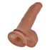 King Cock 9 med baller dildo (23 cm) - brun