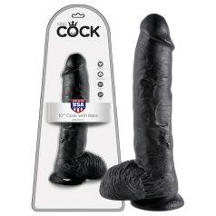 King Cock 10 tommers dildo med testikler (25 cm) - svart