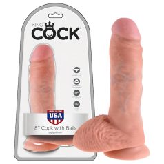 King Cock 8 med baller dildo (20 cm) - natur