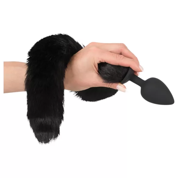 Bad Kitty - analkpluggssett med kattehale - (svart)