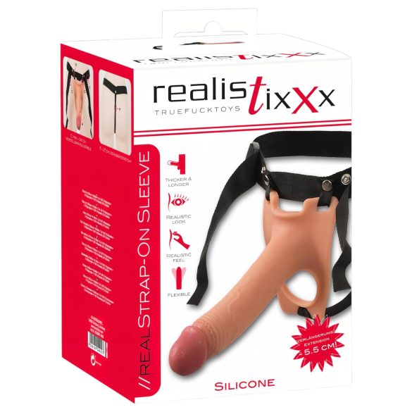 Realistixxx Strap-on - hul dildo som kan festes (naturlig)