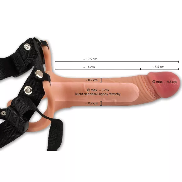 Realistixxx Strap-on - hul dildo som kan festes (naturlig)