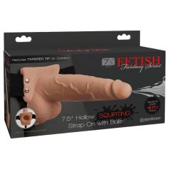   Fetish Strap-On 7,5 - påspennbar, sprutende dildo (naturlig)