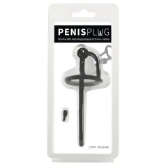   Penisplugg – silikon dilatator med glansring (0,6 mm) – svart