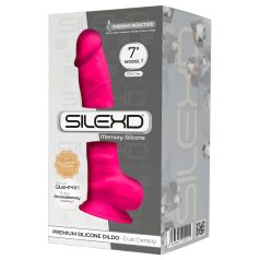 Silexd 7 - sugekopp-dildo med testikler - 17,5 cm (rosa)