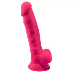 Silexd 7 - dildo med testikler og sugekopp - 17,5 cm (rosa)