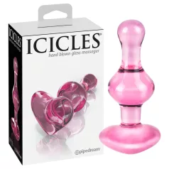Icicles No. 75 - hjerteformet glass analplugg (rosa)