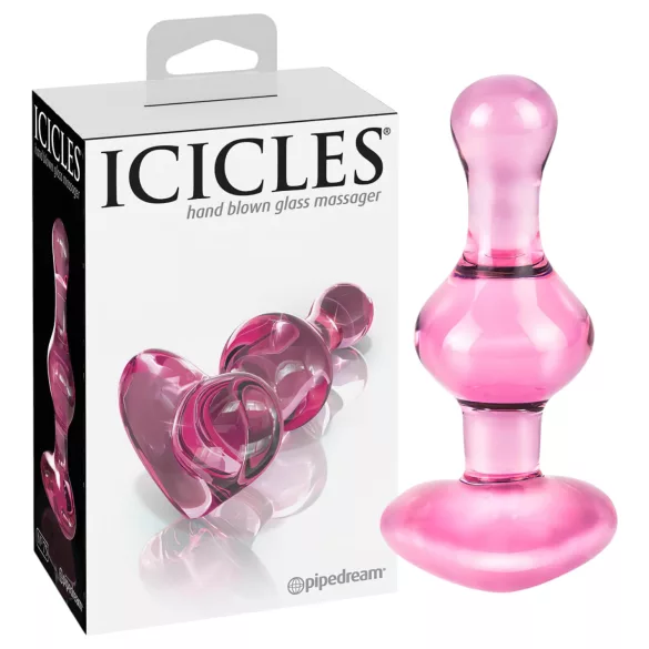Icicles No. 75 - hjerteformet glass analplugg (rosa)