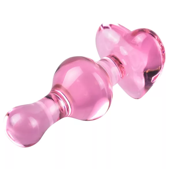 Icicles No. 75 - hjerteformet glass analplugg (rosa)
