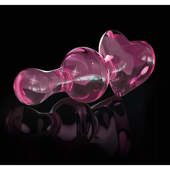 Icicles No. 75 - hjerteformet glass analplugg (rosa)
