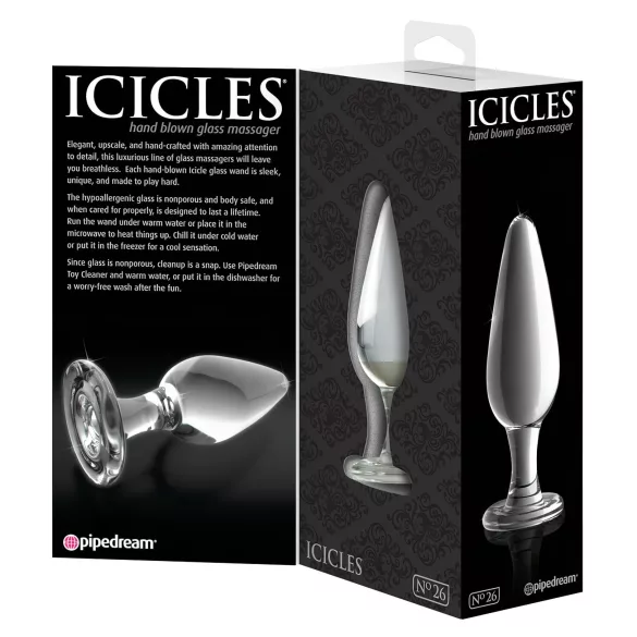 Icicles No. 26 - kjegleformet, gjennomsiktig analplugg i glass