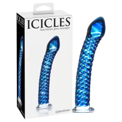 Icicles No. 29 - spiral, blå glassdildo