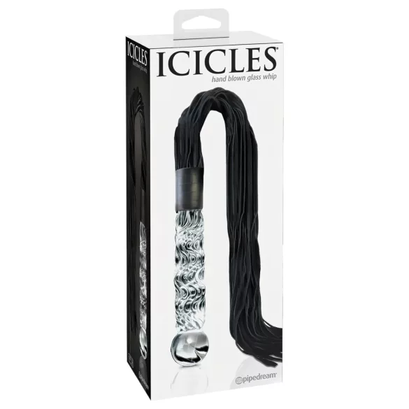Icicles No. 38 - lærpisk og glassdildo (klar-svart)