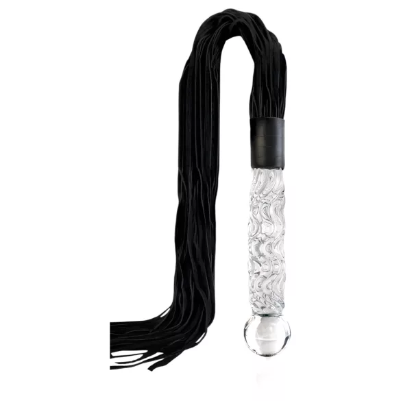 Icicles No. 38 - lærpisk og glassdildo (klar-svart)