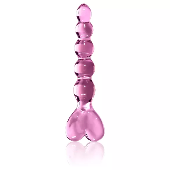 Icicles Nr. 43 - perlet, hjerteformet glassdildo (rosa)