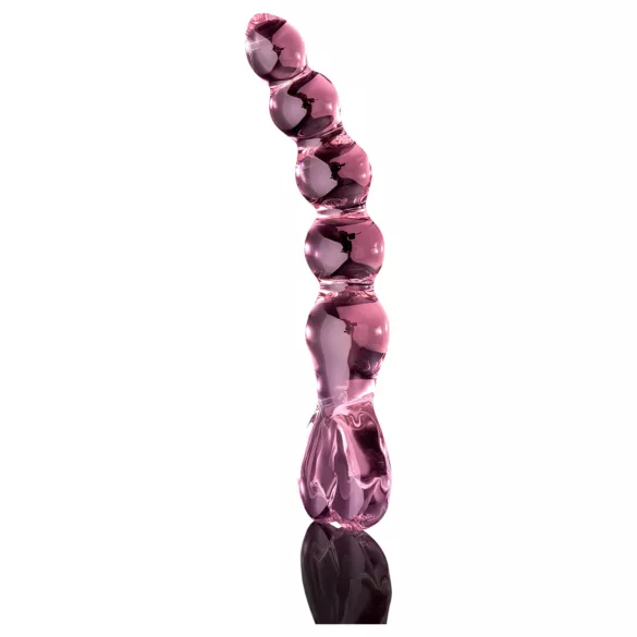 Icicles Nr. 43 - perlet, hjerteformet glassdildo (rosa)