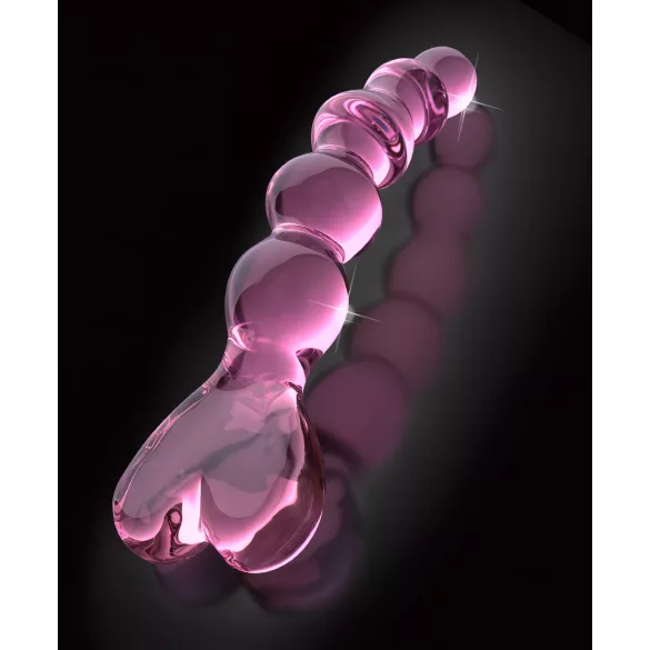 Icicles Nr. 43 - perlet, hjerteformet glassdildo (rosa)