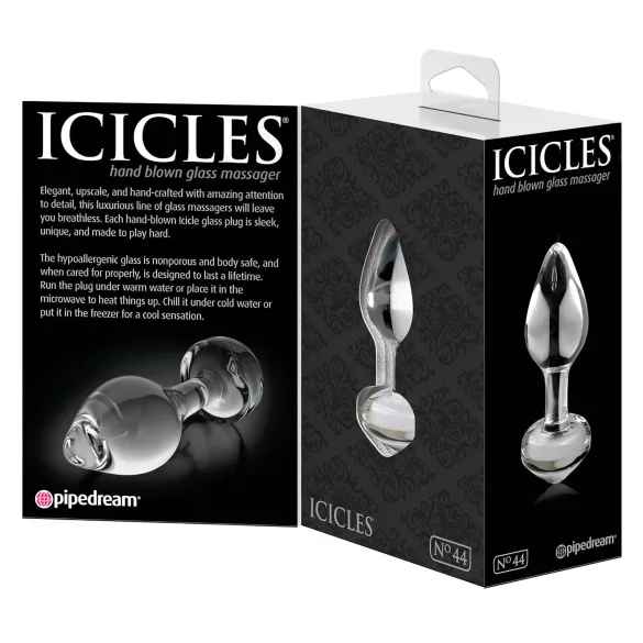 Icicles No. 44 - Kjegleformet glass analplugg (gjennomsiktig)