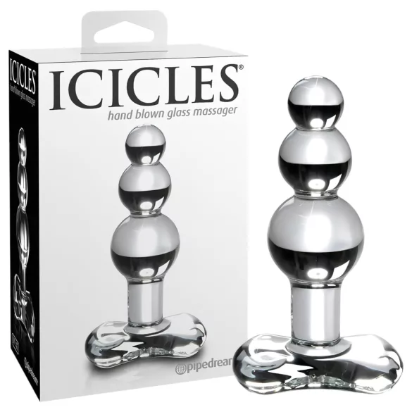 Icicles No. 47 - trippelperlet glass analplugg (gjennomsiktig)