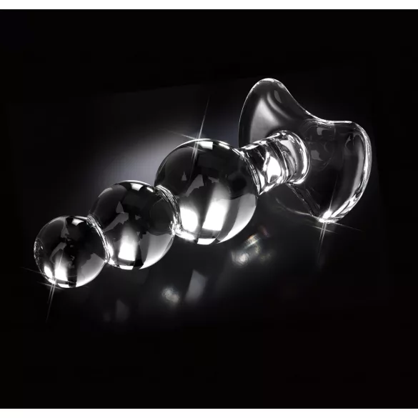 Icicles No. 47 - trippelperlet glass analplugg (gjennomsiktig)