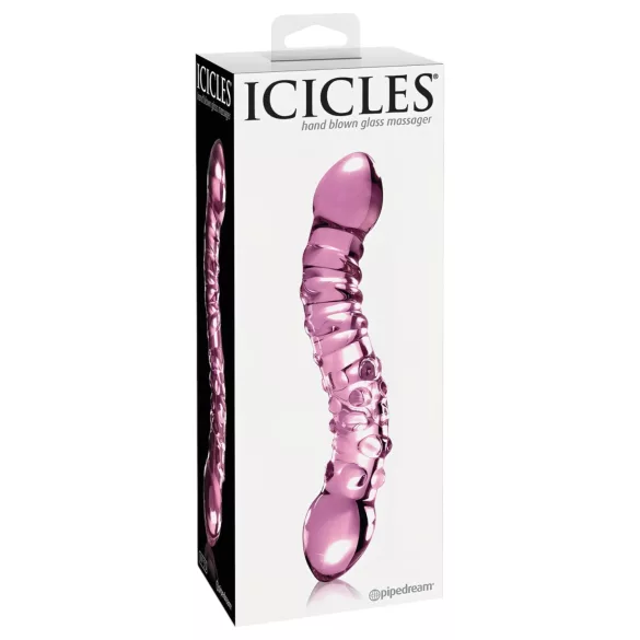 Icicles No. 55 - dobbeltendende G-punkt glassdildo (rosa)