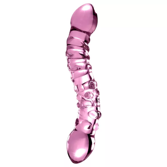 Icicles No. 55 - dobbeltendende G-punkt glassdildo (rosa)