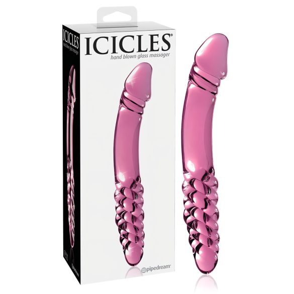 Icicles No. 57 - Dobbelended Glasdildo med Penisform (Rosa)