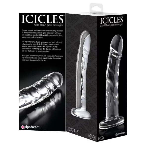 Icicles No. 62 - glassdildo med penisform (gjennomsiktig)
