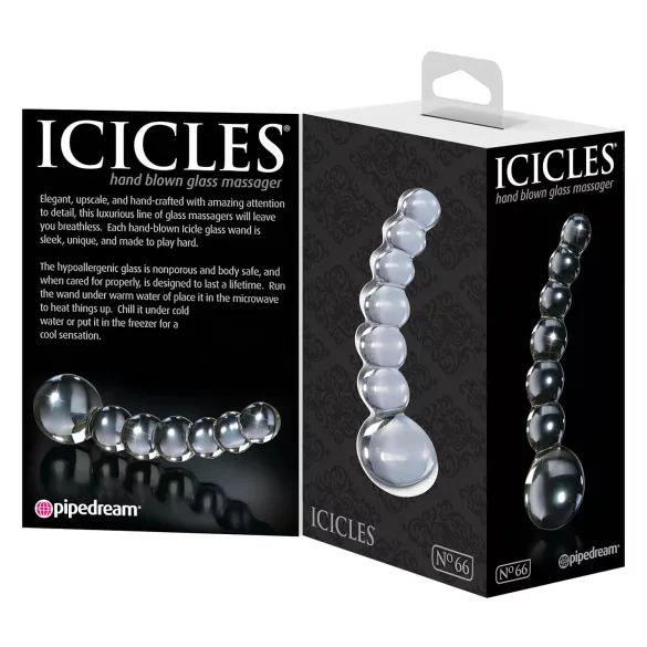 Icicles No. 66 - buet, kuleformet glassdildo (gjennomsiktig)
